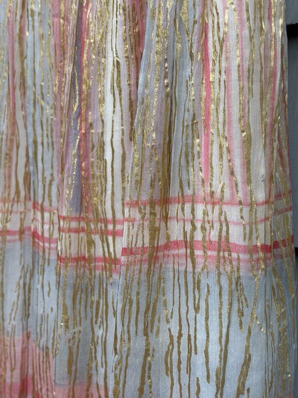 bl^nk Anthropologie Metallic Maxi Skirt Neutral Motif NWT S - Picture 2 of 6